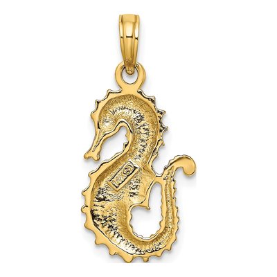 14K Yellow Gold Textured Seahorse Pendant – view 5