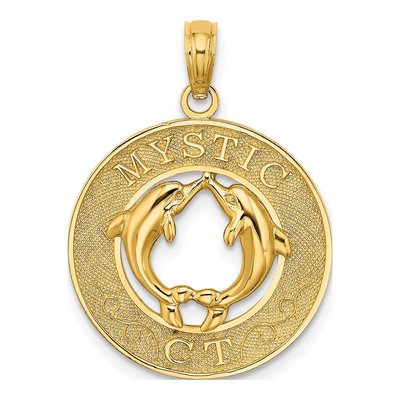 14K Yellow Gold Dolphins Pendant