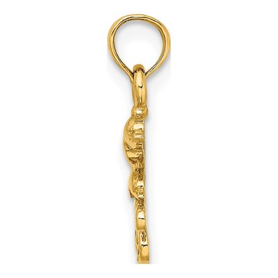 14K Yellow Gold Mini Dolphins Waves Charm – view 3