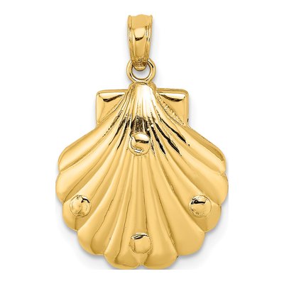 14K Yellow Gold Reversible Dolphins Shell Charm – view 5