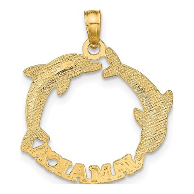 14K Yellow Gold Jamaica Dolphins Pendant – view 4