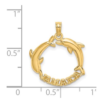 14K Yellow Gold Jamaica Dolphins Pendant – view 5