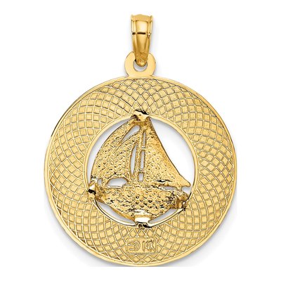14K Yellow Gold Sanibel Sailboat Circle Charm – view 4
