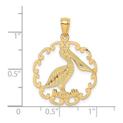 14K Yellow Gold Pelican Circle Pendant – view 4