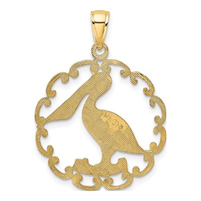 14K Yellow Gold Pelican Circle Pendant – view 5