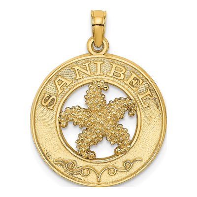 14K Yellow Gold Sanibel Starfish Circle Charm