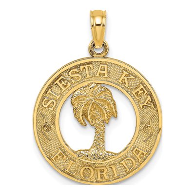 14K Yellow Gold Siesta Key Florida Pendant