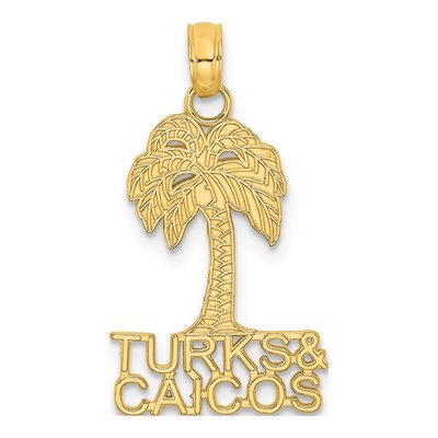14K Yellow Gold Turks Caicos Palm Tree Charm
