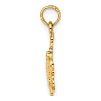 14K Yellow Gold Textured Sea Turtle Charm – view 3