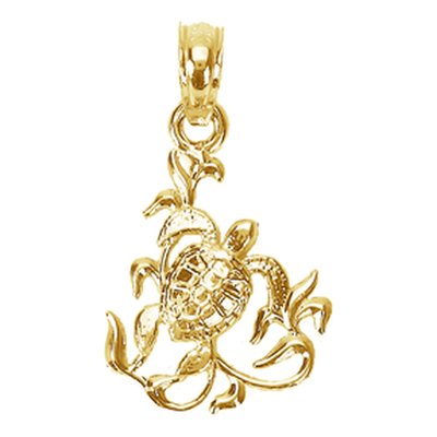14K Yellow Gold Textured Sea Turtle Charm – view 4
