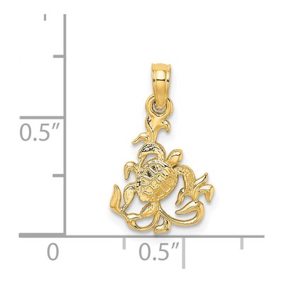 14K Yellow Gold Textured Sea Turtle Charm – view 6