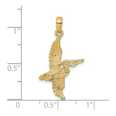 14K Yellow Gold 3D Pelican Pendant – view 4