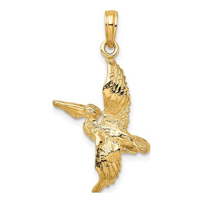 14K Yellow Gold 3D Pelican Pendant – view 5