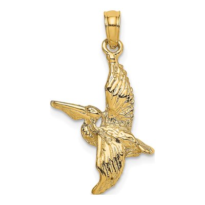 14K Yellow Gold 3D Pelican Flying Charm – view 4