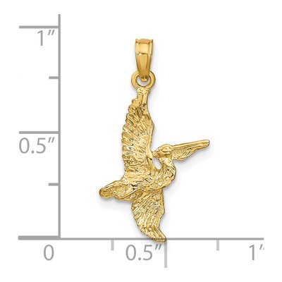 14K Yellow Gold 3D Pelican Flying Charm – view 6