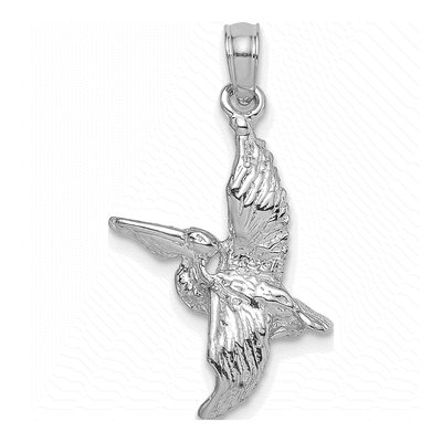 14K White Gold 3-D Pelican Flying Charm – view 4