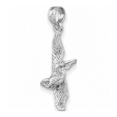 14K White Gold 3-D Pelican Flying Charm – view 5
