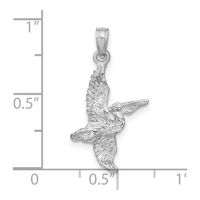 14K White Gold 3-D Pelican Flying Charm – view 6