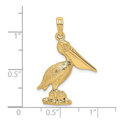 14K Yellow Gold Standing Pelican Pendant – view 4