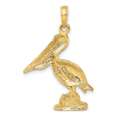 14K Yellow Gold Standing Pelican Pendant – view 5