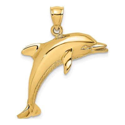 14K Yellow Gold Jumping Dolphin Charm