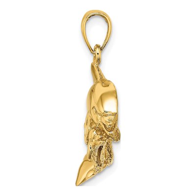 14K Yellow Gold Two Swimming Dolphins Charm – view 3