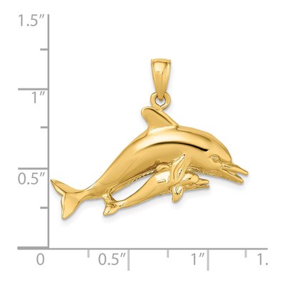 14K Yellow Gold Two Swimming Dolphins Charm – view 4