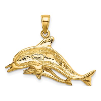 14K Yellow Gold Two Swimming Dolphins Charm – view 5