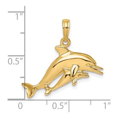 14K Yellow Gold Double Dolphins Pendant – view 4