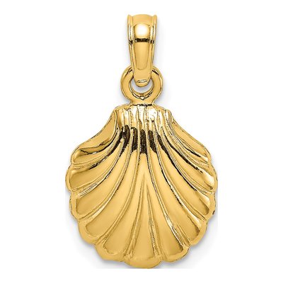 14K Yellow Gold Scallop Shell Pendant