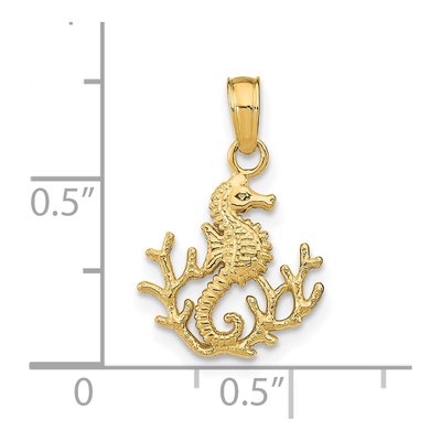 14K Yellow Gold Textured Seahorse Pendant – view 4