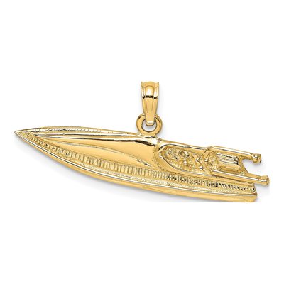 14K Yellow Gold Speed Boat Pendant
