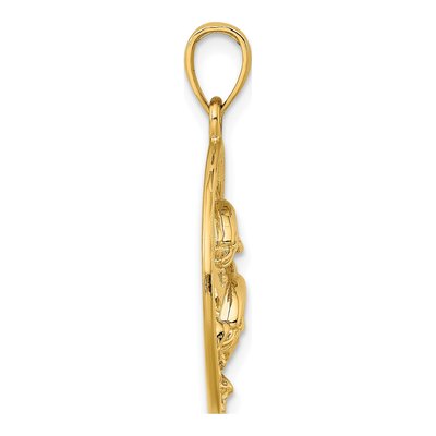14K Yellow Gold Double Dolphins Circle Charm – view 3