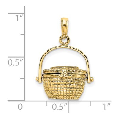 14K Yellow Gold 3-D Nantucket Basket Pendant – view 4