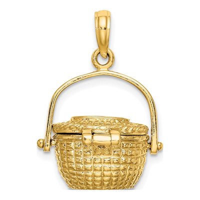 14K Yellow Gold 3-D Nantucket Basket Pendant – view 5