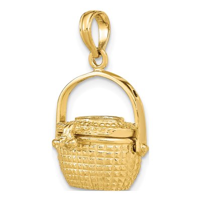 14K Yellow Gold 3-D Nantucket Basket Pendant – view 6