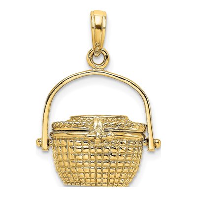 14K Yellow Gold 3-D Nantucket Basket Pendant