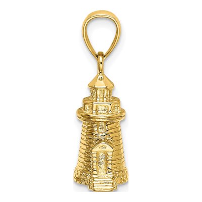 14K Yellow Gold 3D Brant Point Lighthouse Charm – view 3