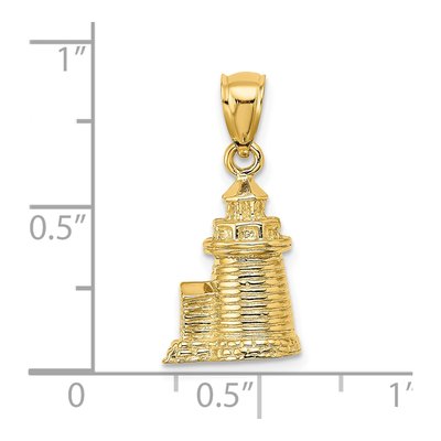 14K Yellow Gold 3D Brant Point Lighthouse Charm – view 4