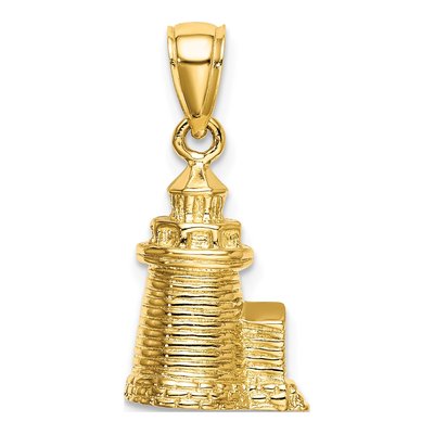 14K Yellow Gold 3D Brant Point Lighthouse Charm – view 5