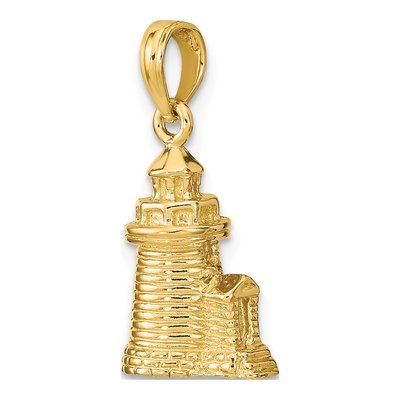 14K Yellow Gold 3D Brant Point Lighthouse Charm – view 6