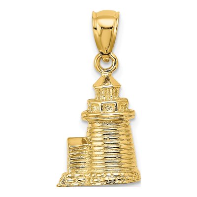14K Yellow Gold 3D Brant Point Lighthouse Charm