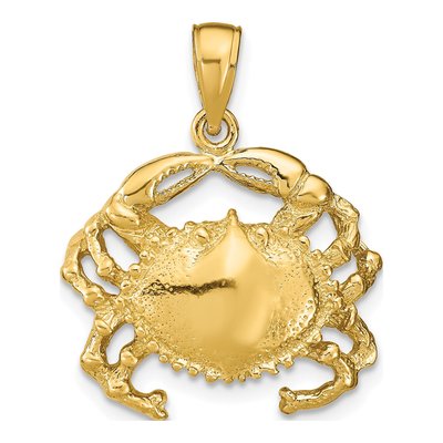 14K Yellow Gold Crab Pendant