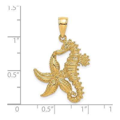 14K Yellow Gold Starfish Seahorse Charm – view 4