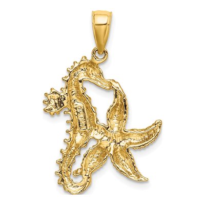 14K Yellow Gold Starfish Seahorse Charm – view 5