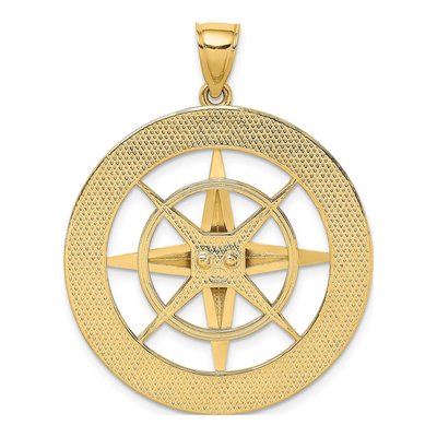 14K Yellow Gold Large Nautical Compass Charm – view 5