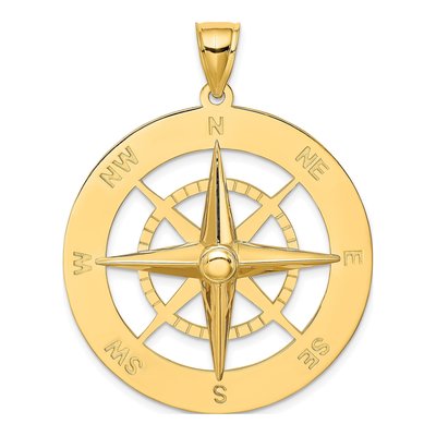 14K Yellow Gold Large Nautical Compass Charm
