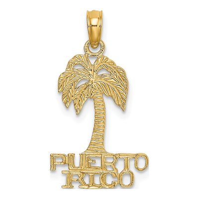 14K Yellow Gold Puerto Rico Palm Tree Charm
