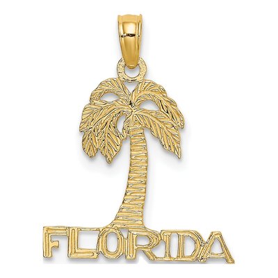 14K Yellow Gold Florida Palm Tree Charm