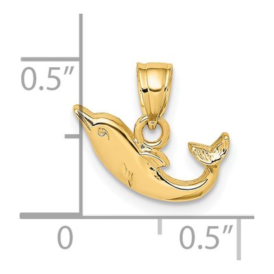 14K Yellow Gold Mini Dolphin Pendant – view 4